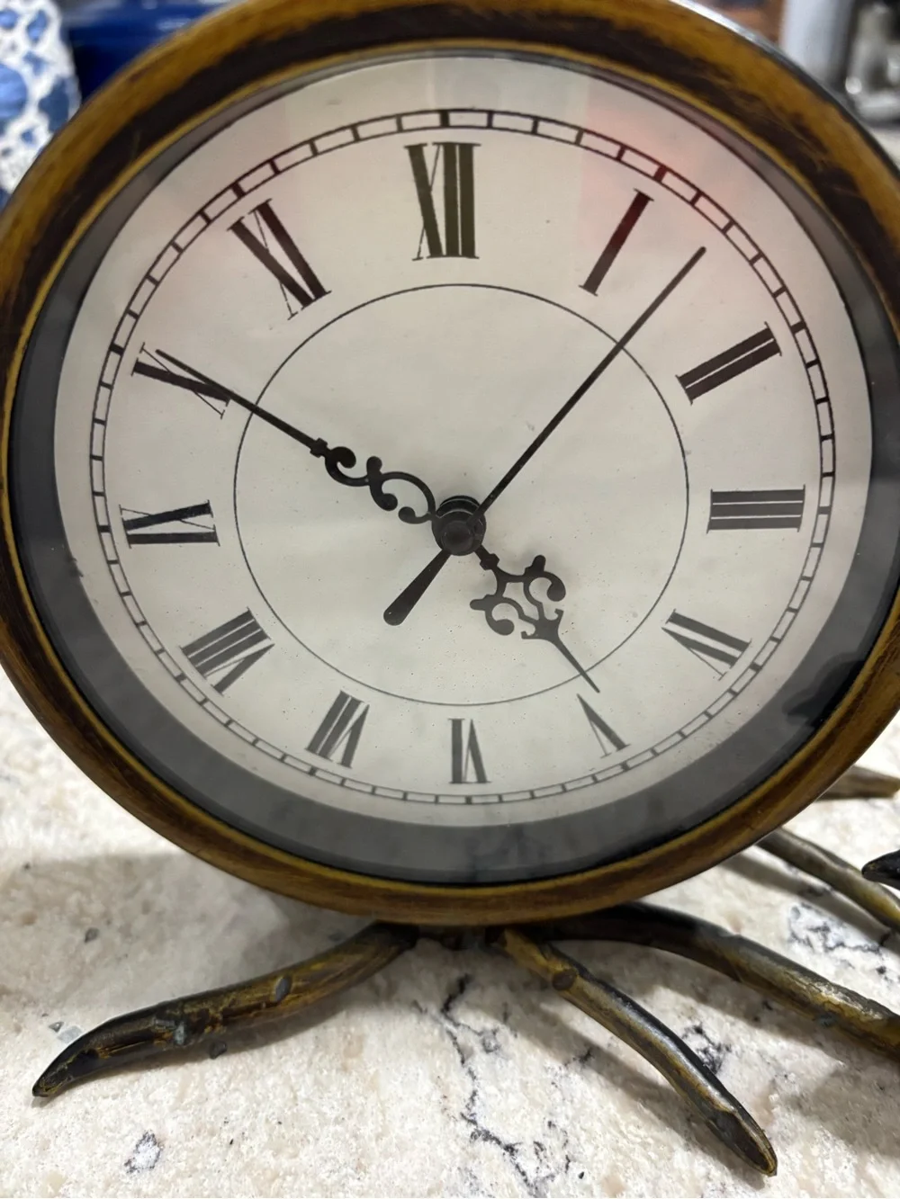 Rustic Bronze Finish Bird on Branch Analog Table Clock Decorative Home Decor